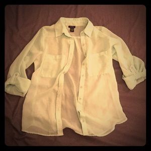 Sea foam green sheer over shirt